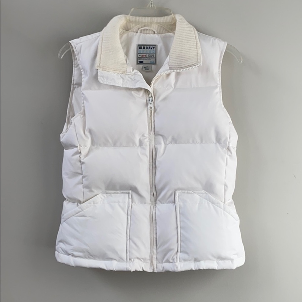 Old Navy White Puffer Vest Size Small - Picture 4 of 8